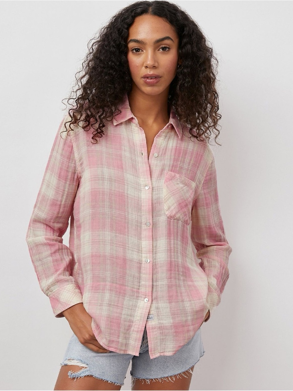 Rails Pink Plaid Button-Down Shirt Sz M